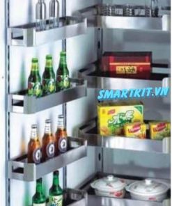 TỦ KHO 4 TẦNG CÁNH MỞ INOX 304 HỘP 8 RỔ