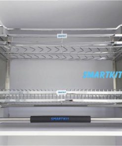 GIÁ ĐỂ BÁT ĐĨA DI ĐỘNG NÂNG HẠ INOX 304 NAN VUÔNG KHUNG SƯỜN BẰNG INOX, KHAY HỨNG NƯỚC BẰNG INOX