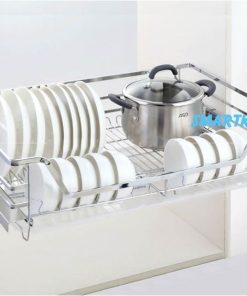 GIÁ ĐỂ BÁT THANH VUÔNG DẸT INOX 304 RAY GIẢM CHẤN GẮN LIỀN (LẮP ĐƯỢC TRONG TỦ VÀ MẶT NGĂN KÉO)