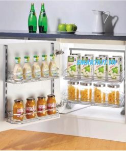 TỦ KHO CÁNH MỞ 2 TẦNG INOX NAN 304 4 RỔ KHUNG SƠN TRẮNG